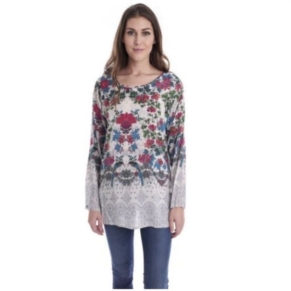 Johnny Was Bird and Floral Tunic, Size: L